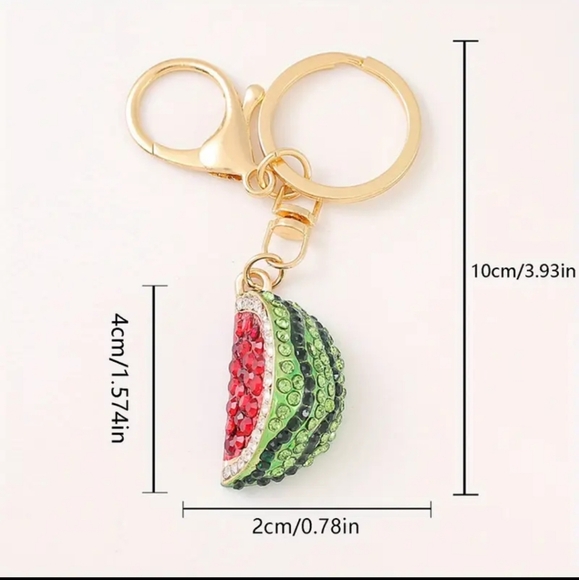 NEW! Rhinestone Watermelon🍉 Keychain Bag 🎒👜 Charm ~ 🎁, Summer, Fruit - Picture 5 of 9